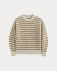 womens-alpaca-ribbed-cocoon-crew-mallow-heather-camel-stripe | alt