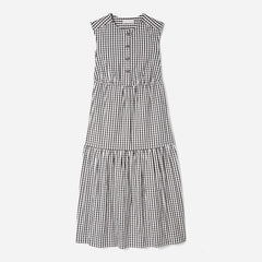 womens-tiered-midi-dress-black-gingham | alt
