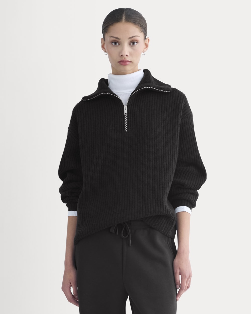 womens-half-zip-sweater-in-luxe-merino-black | primary