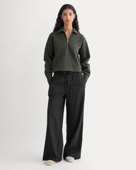 womens-luxe-fleece-zip-polo-washed-black