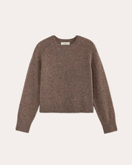 womens-cashmere-boxy-crew-sweater-taupe-brown-donegal | alt