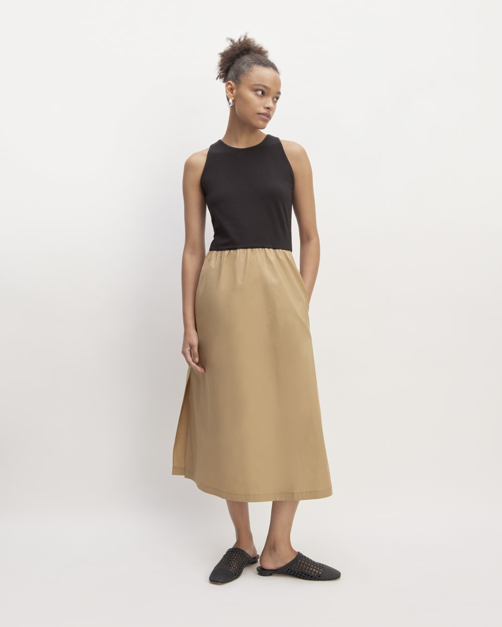 womens-supima-high-neck-riviera-dress-black-tigers-eye | primary