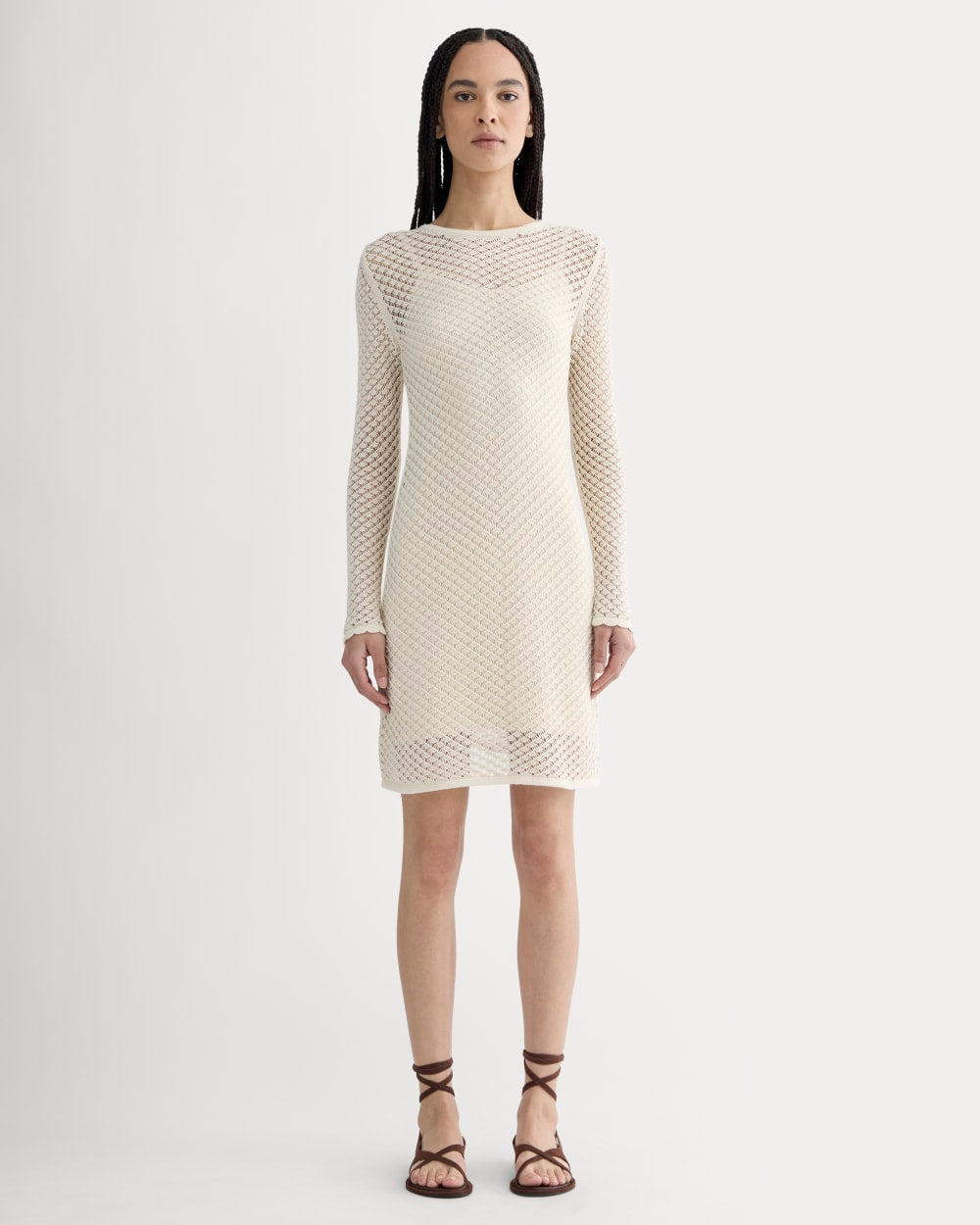 womens-lace-knit-mini-dress-birch | primary