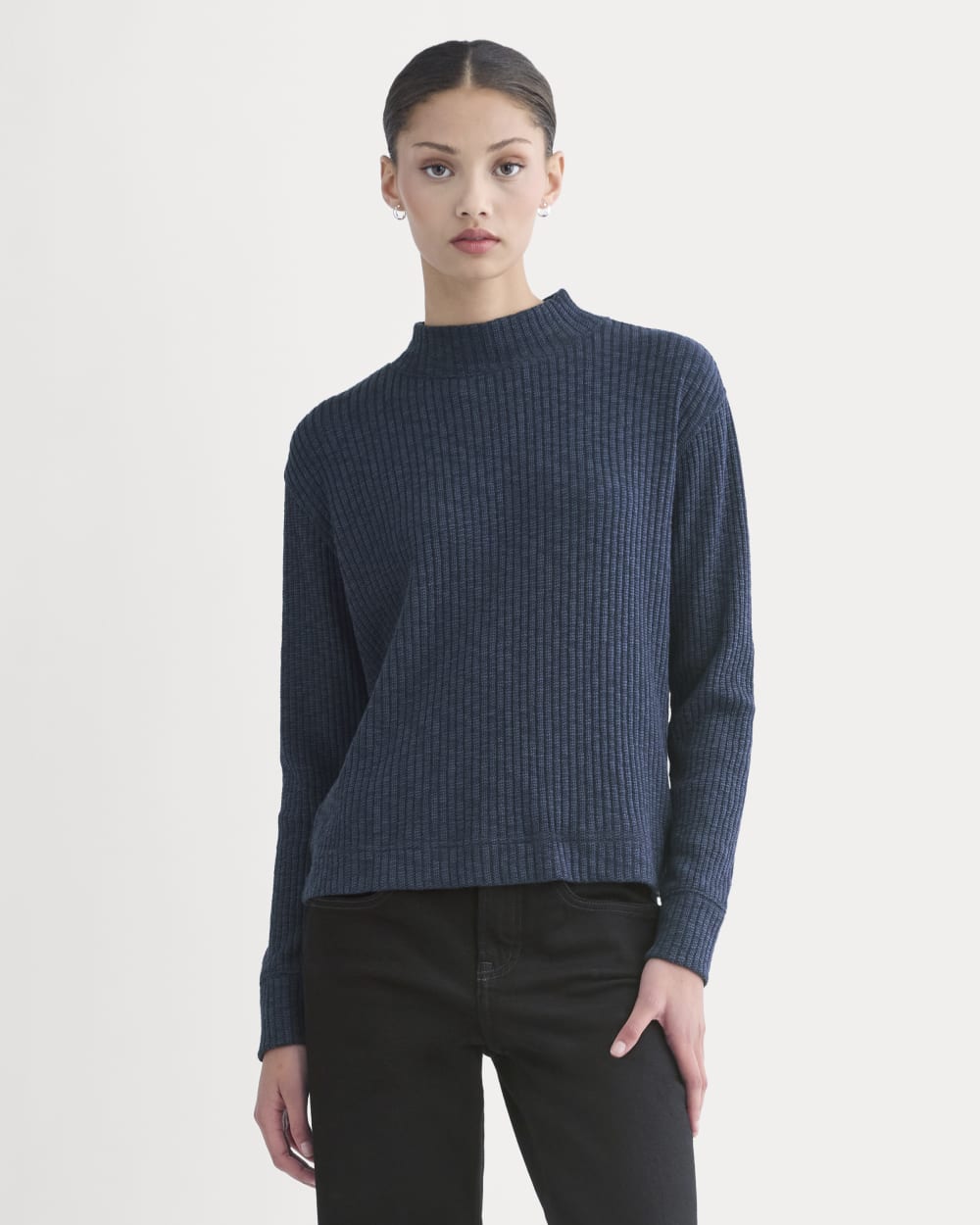 womens-cozy-rib-funnel-neck-top-navy | primary