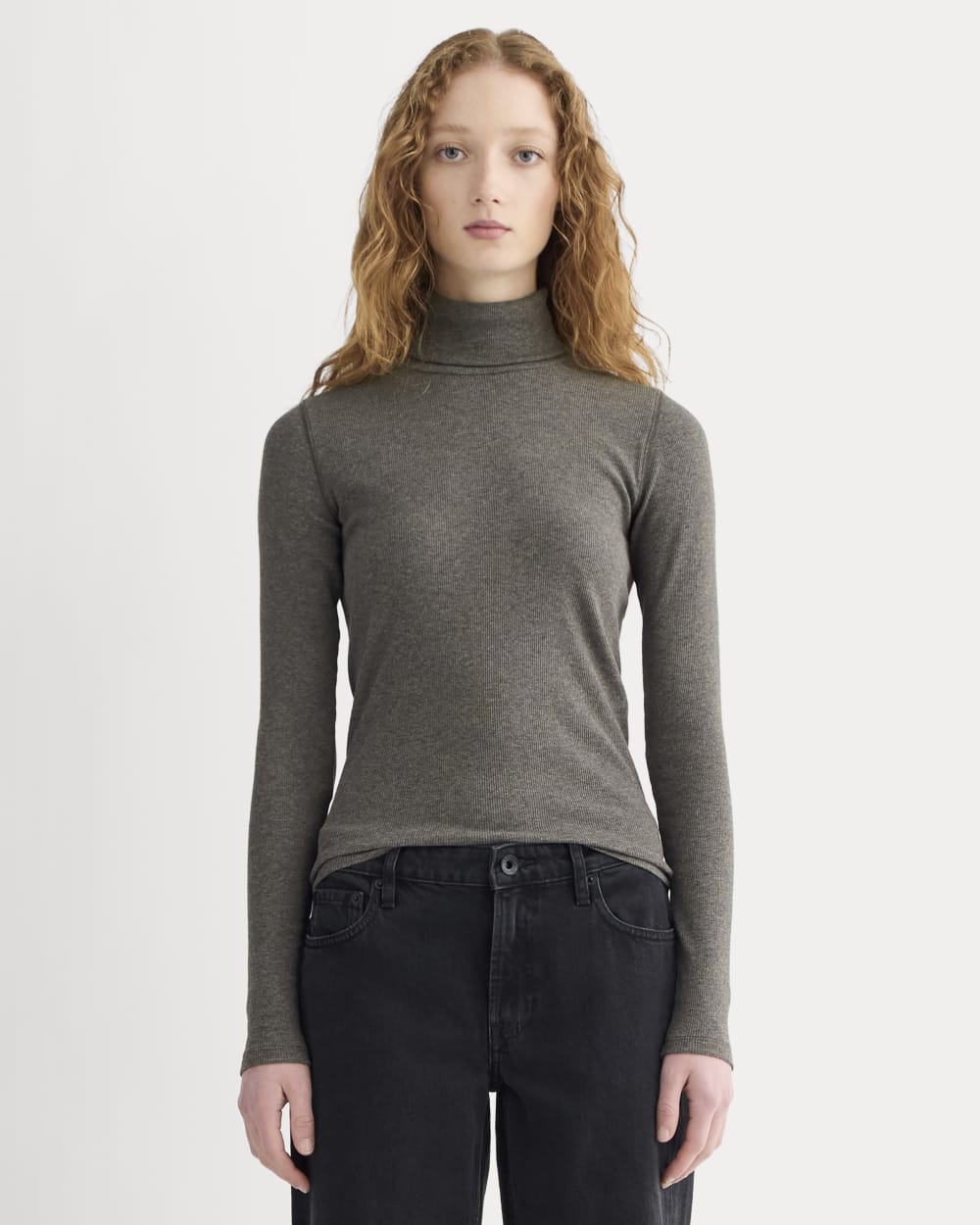 womens-supima-rib-turtleneck-heathered-fatigue | primary