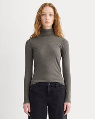 womens-supima-rib-turtleneck-heathered-fatigue | primary
