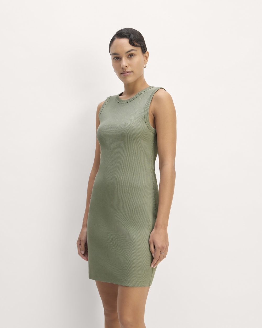 womens-rib-knit-mini-dress-sage-green | primary