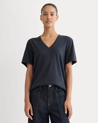 womens-slouchy-v-tee-cotton-linen-navy | primary