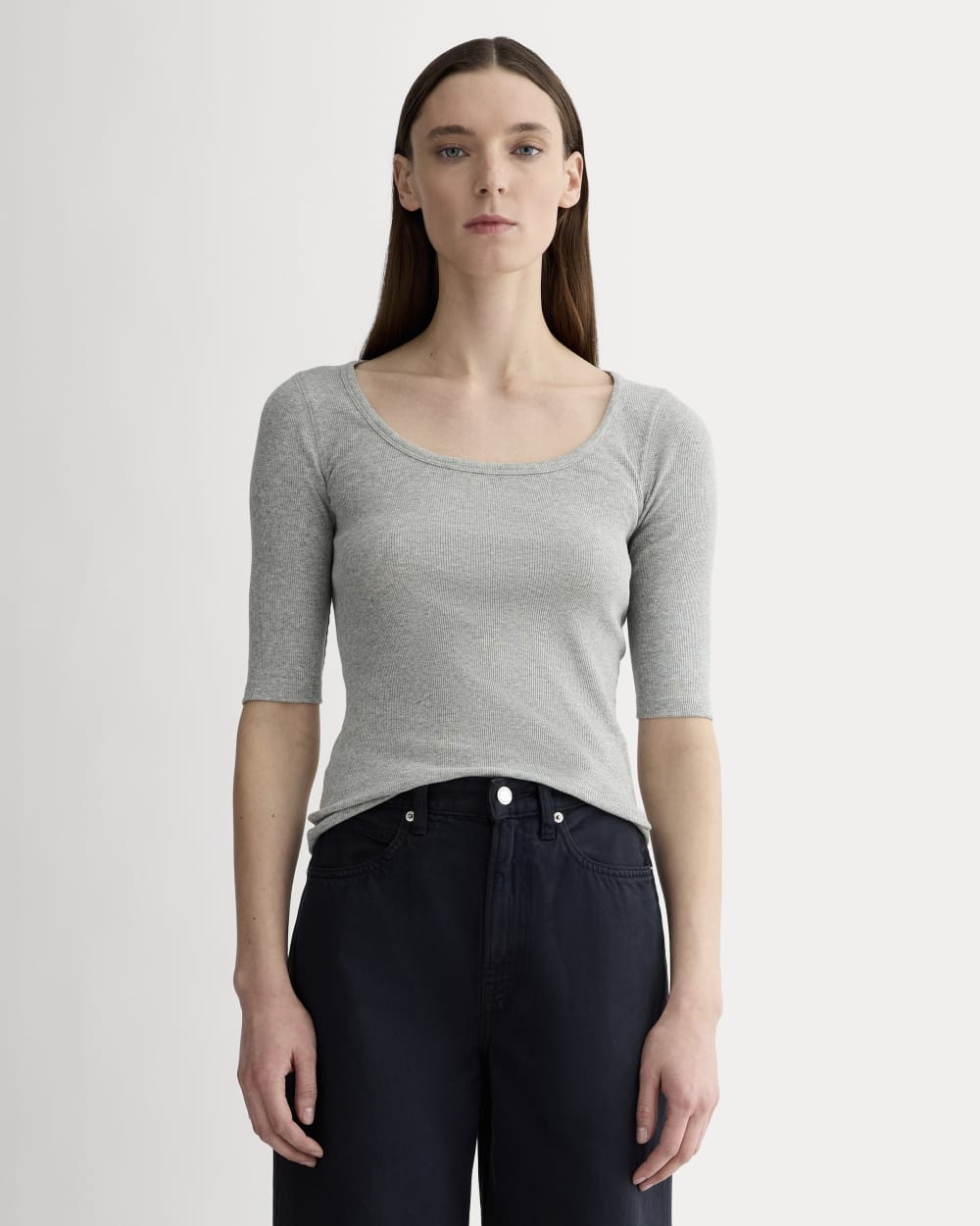 womens-supima-micro-rib-scoop-neck-tee-heathered-grey | primary