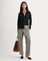 womens-cashmere-button-up-shirt-black