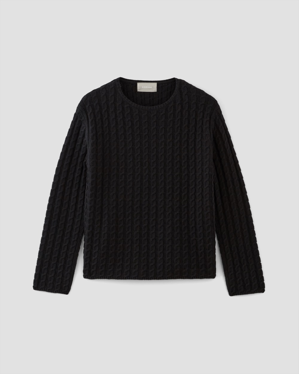 womens-cotton-merino-cable-crew-black | alt