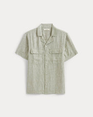 mens-linen-ss-camp-shirt-oil-green-white | alt