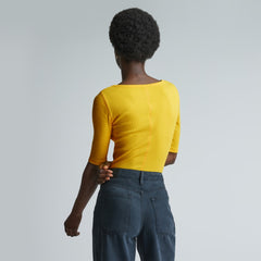 womens-pima-micro-rib-scoop-neck-yellow