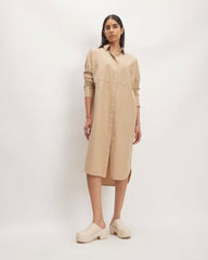 womens-midi-cotton-shirt-dress-cornstalk | primary