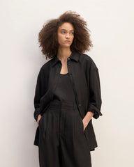 womens-linen-boyfriend-shirt-black | primary