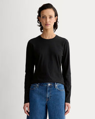 womens-essential-slim-long-sleeve-crew-black | primary