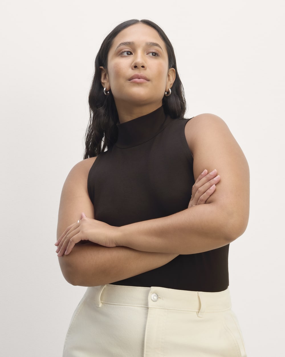 womens-supima-cutaway-mockneck-tank-black | primary