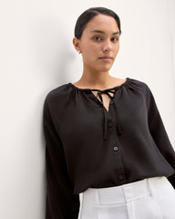 womens-tencel-gathered-shirt-black