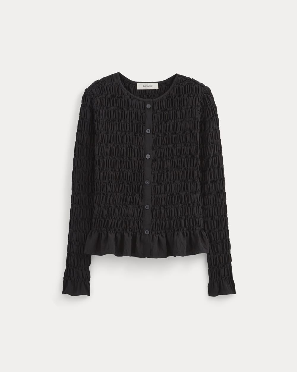 womens-smocked-cardigan-black | alt