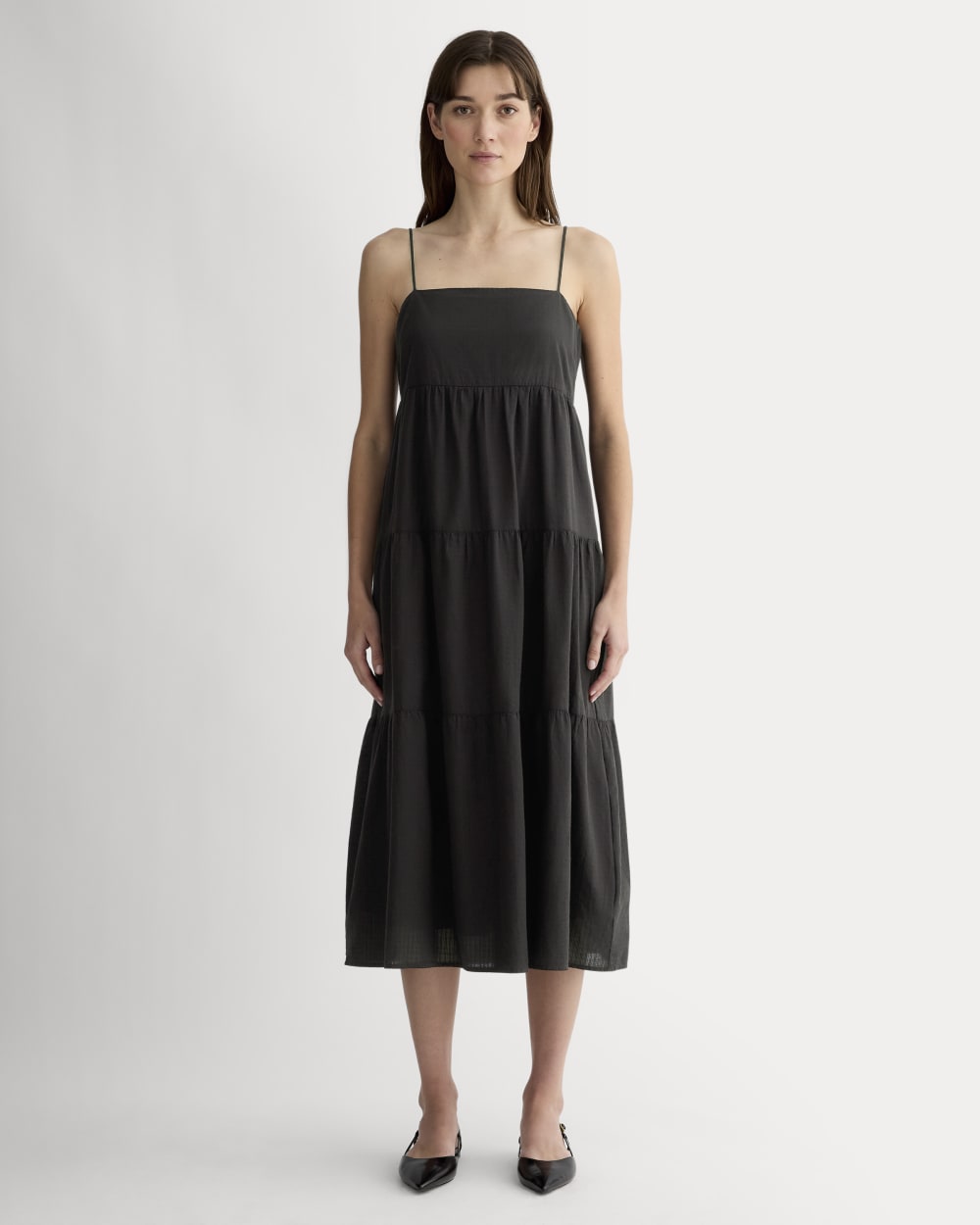 womens-gauze-tiered-dress-black | primary