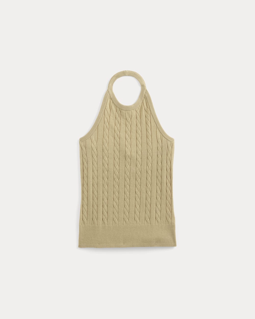 womens-cable-halter-in-cotton-cashmere-classic-khaki | alt