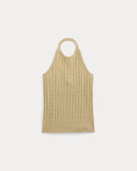womens-cable-halter-in-cotton-cashmere-classic-khaki | alt