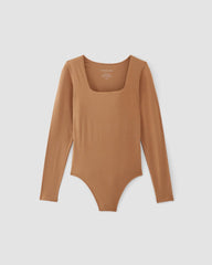 womens-long-sleeve-square-bodysuit-thong-tawny-brown | alt