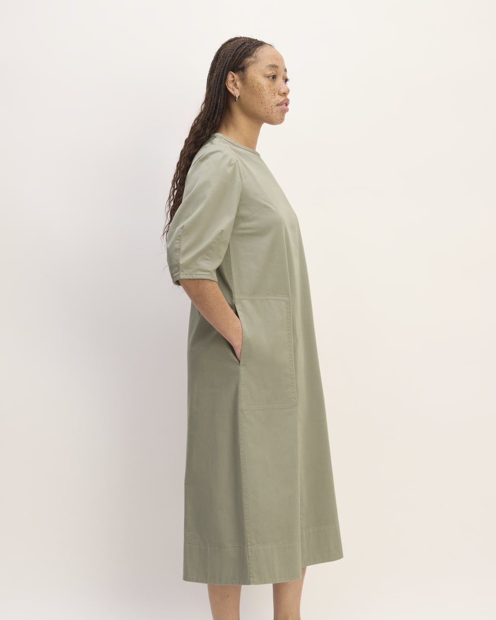 womens-short-sleeve-puff-midi-dress-sage-green