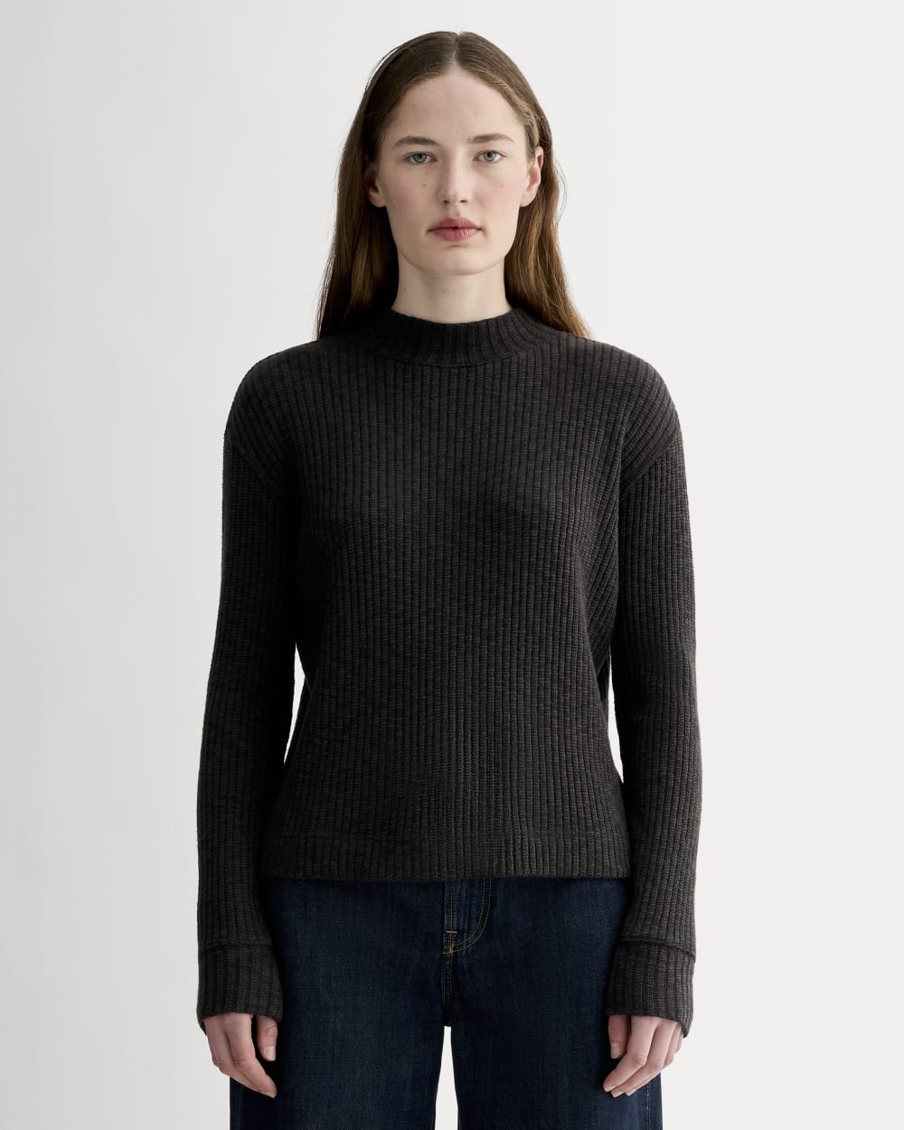womens-cozy-rib-funnel-neck-top-black | primary