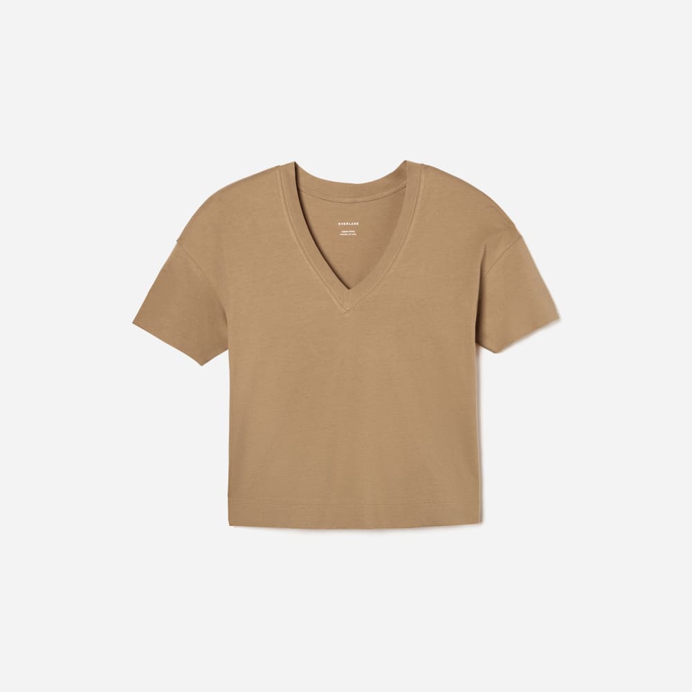 womens-organic-ctn-boxy-v-tee-iced-coffee | alt