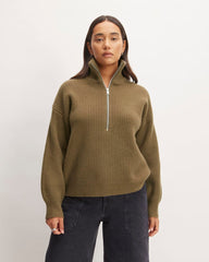 womens-felted-merino-halfzip-sweater-beech | primary