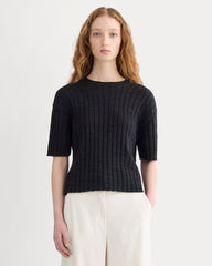 womens-oversized-tee-in-cotton-linen-black | primary