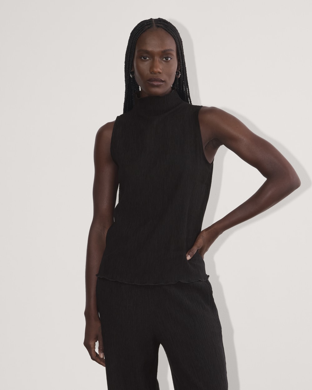 womens-crinkle-tank-black | primary