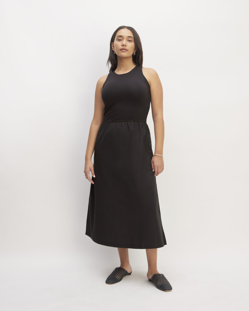 womens-supima-high-neck-riviera-dress-black | primary