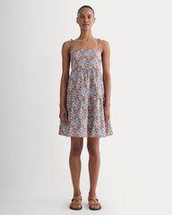 womens-gauze-mini-tiered-dress-soft-cobalt-floral | primary