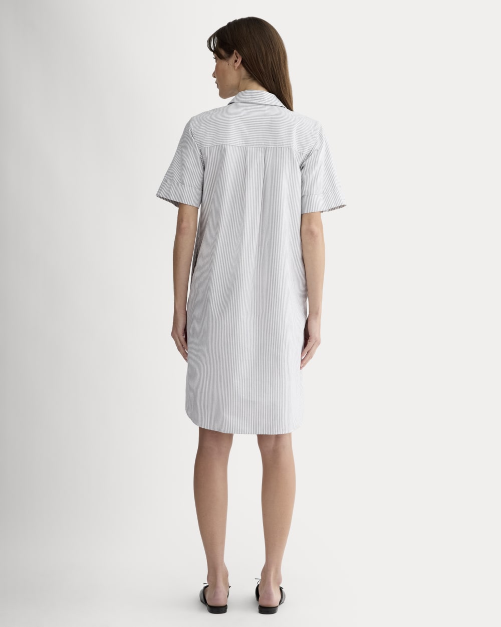 womens-oxford-short-sleeve-shirt-dress-charcoal-white