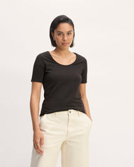 womens-supima-form-scoop-neck-tee-black | primary