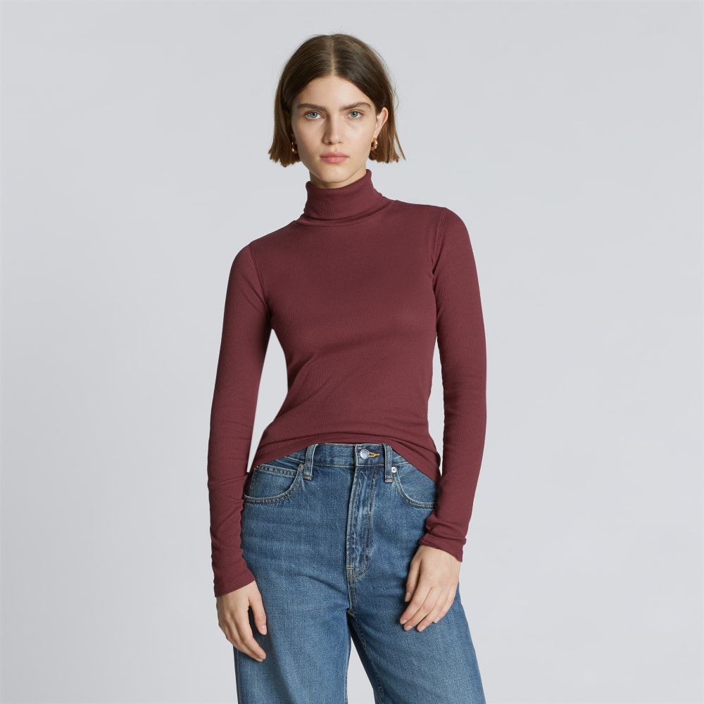 womens-supima-rib-turtleneck-brandy | primary