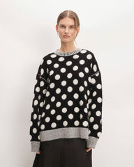 womens-alpaca-polka-dot-oversized-crew-black-snow | primary