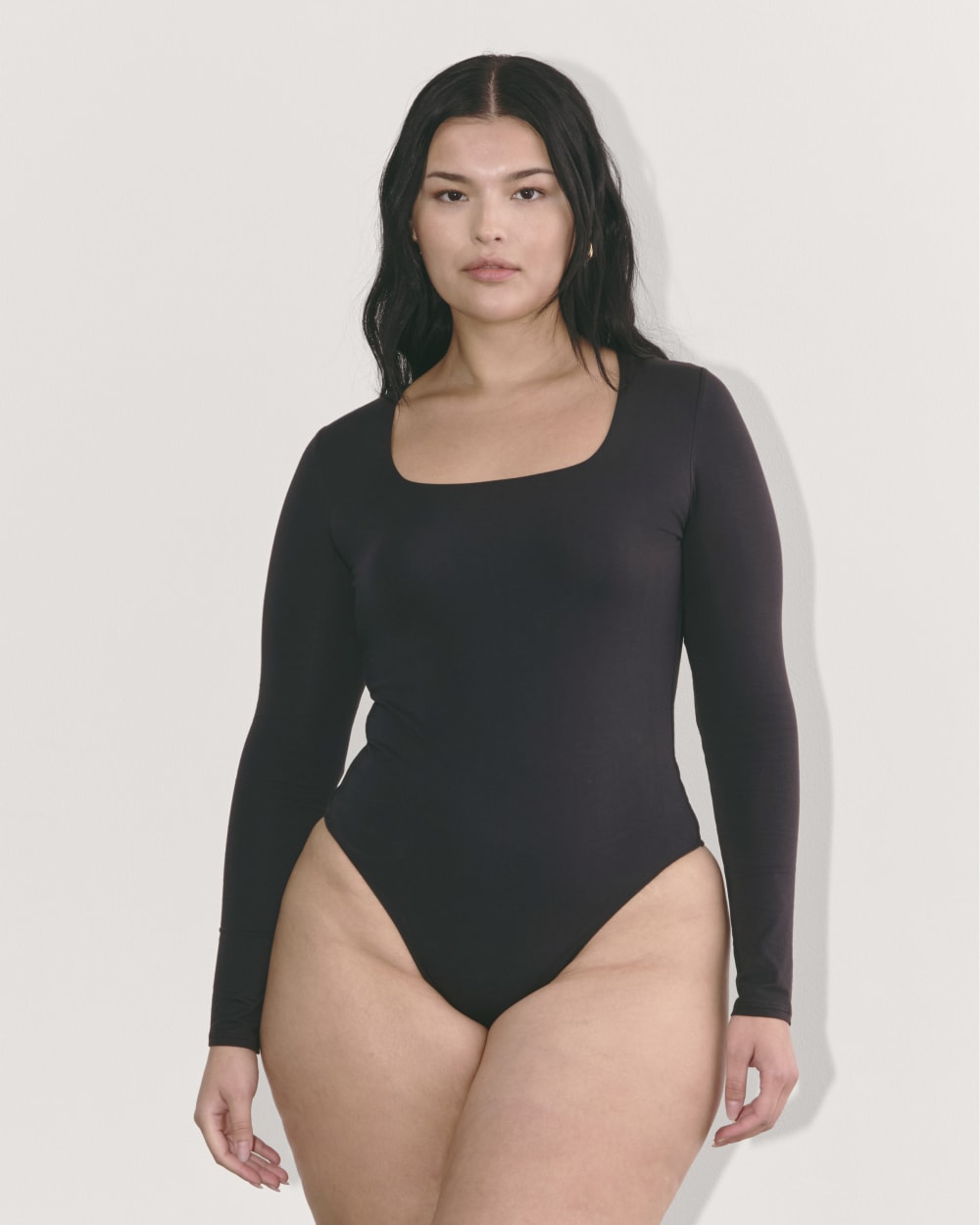 womens-long-sleeve-square-bodysuit-thong-black