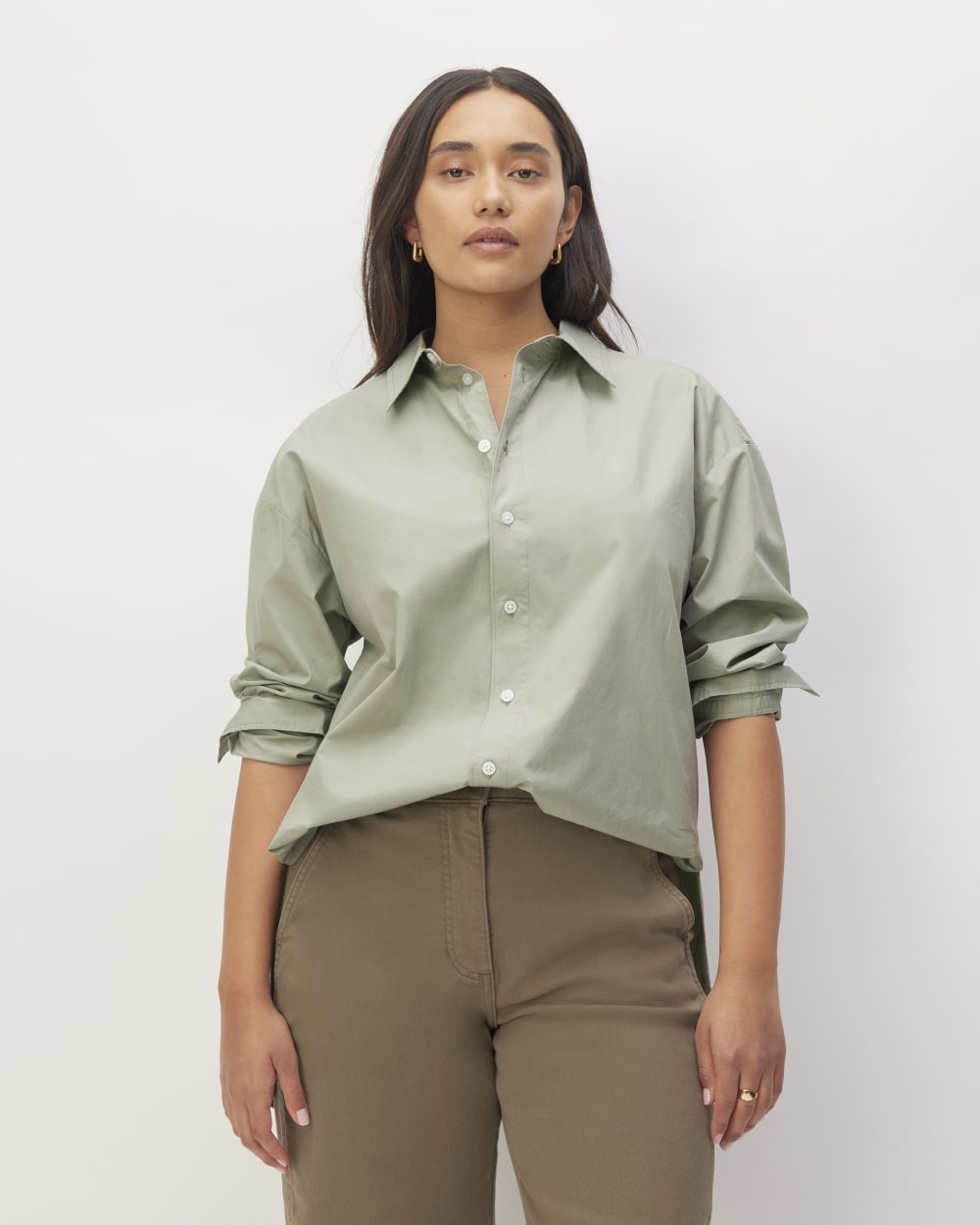 womens-supima-cotton-boyfriend-shirt-sage-green | primary