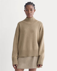 womens-cotton-boxy-turtleneck-heathered-camel | primary