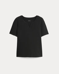 womens-shimmy-v-neck-top-black | primary
