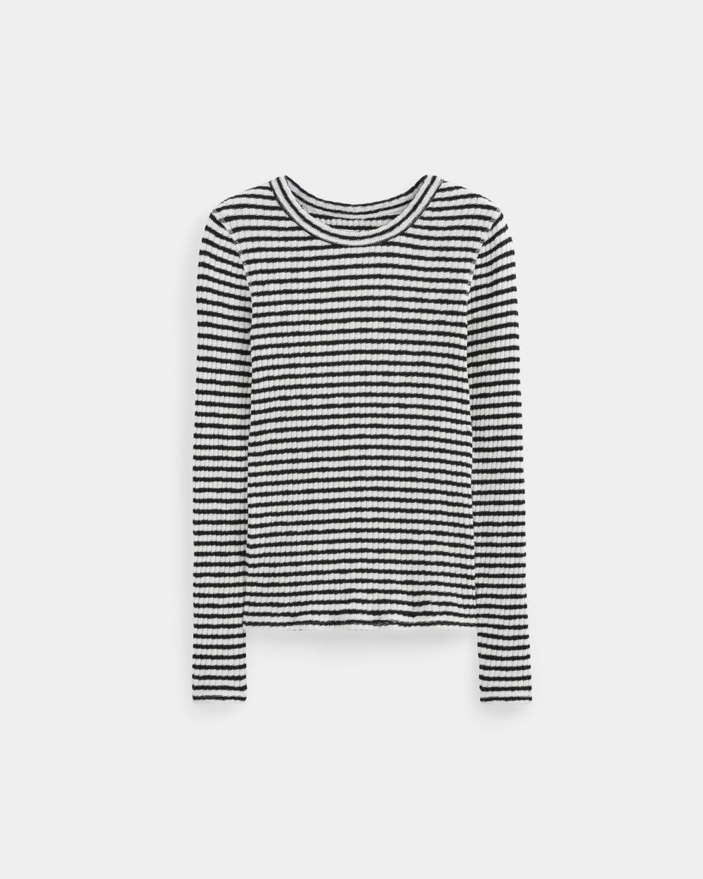 womens-rib-knit-crew-bone-black-stripe | alt