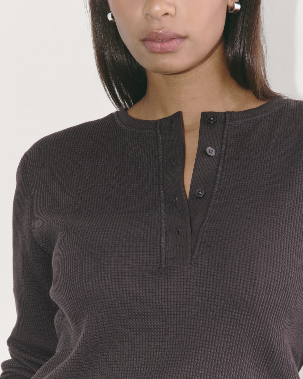 womens-cotton-waffle-henley-tee-black | alt