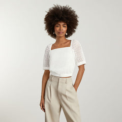 womens-eyelet-puff-sleeve-top-white | primary