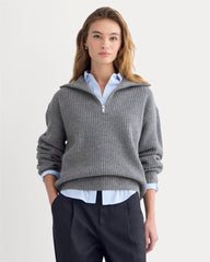 womens-half-zip-sweater-in-luxe-merino-mid-heathered-grey | primary