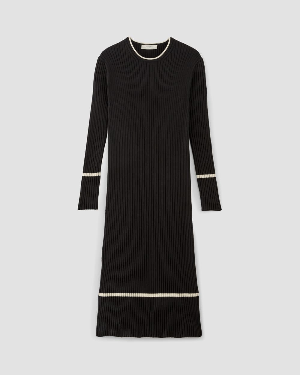 womens-cotton-wide-rib-midi-dress-black | alt