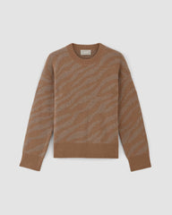 womens-alpaca-tiger-jacquard-crewneck-camel-brown | alt