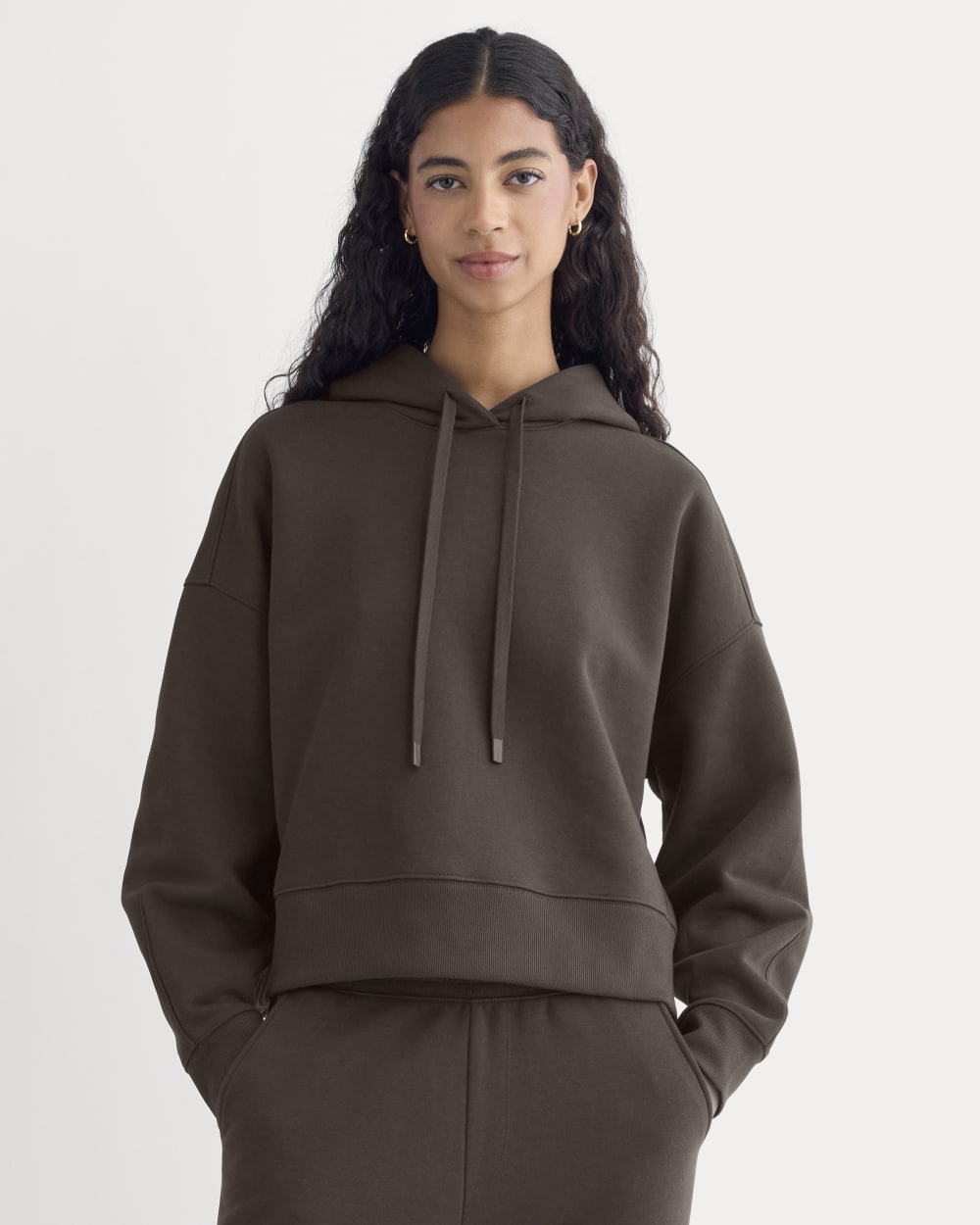 womens-cropped-luxe-fleece-hoodie-dark-chocolate | primary